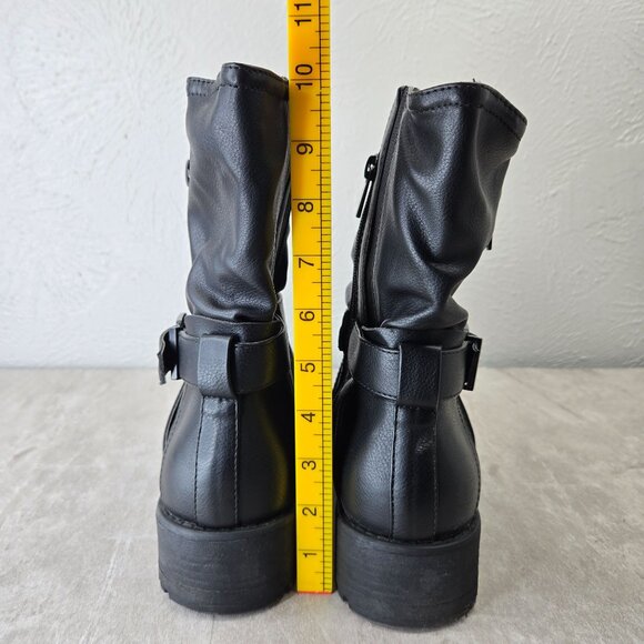 Torrid Moto Boots 9.5 Wide Fit Black Buckle Biker Grunge Western Slouchy Bootie - Picture 4 of 13